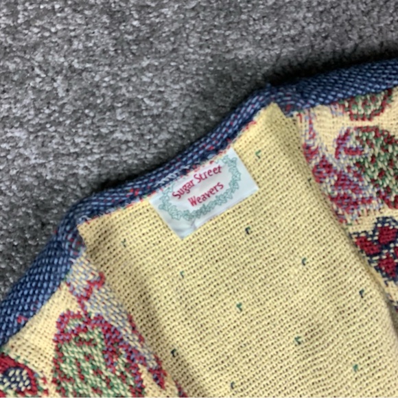 Sugar Street Weavers Sleeveless Cardigan Sweater Garden Fruit Vegetables OS - Picture 3 of 11